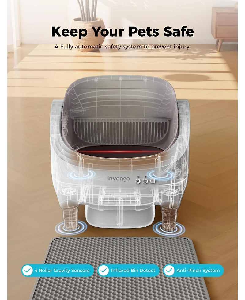 Ltmate Automatic Cat Litter Box, App Control, Ultra-Quiet, 2 Rolls of Garbage Bags