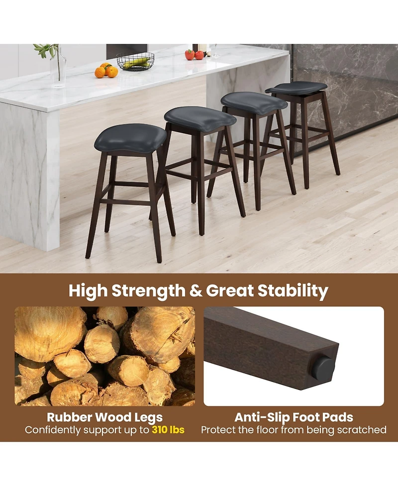 Gymax Set of 4 Swivel Bar Stools 31'' Bar Chairs w/ Padded Contoured Seat and Footrest