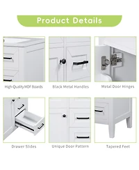 Sillysis 30 Inch Modern Bathroom Vanity Base without Sink, Solid Wood Cabinet with Drawers and Door Shelf, Freestanding Storage.