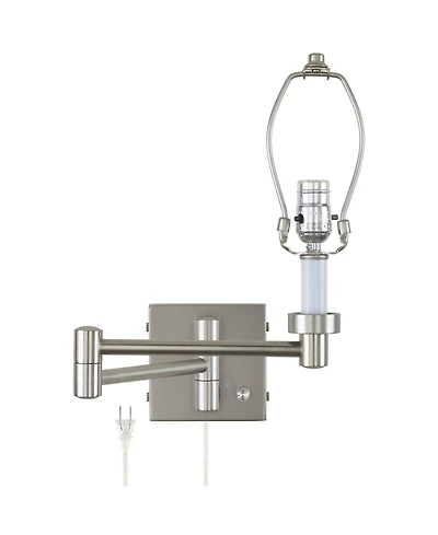 Possini Euro Design Modern Swing Arm Wall Lamp Base Brushed Nickel Plug-In Light Fixture for Bedroom Bedside Living Room Reading
