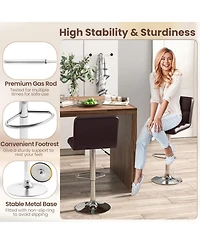 Gouun Adjustable Upholstered Faux Leather Bar Height Stools Set of 2 with Metal Legs