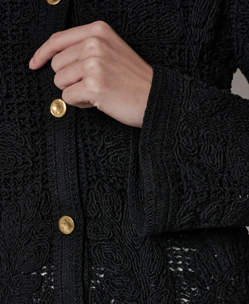 Donna Karan New York Women's Crochet Button-Front Jacket