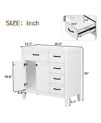 Sillysis 36 Inch Modern Bathroom Vanity Base without Top Sink, Solid Wood and Mdf Cabinet with Drawers, Freestanding Storage for Small Spaces.