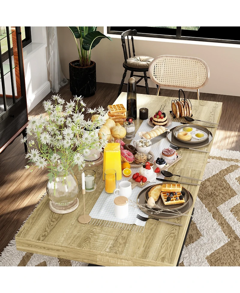 Homsee Wooden extendable dining table in for 4-10 people, rectangular kitchen table for home, kitchen, office