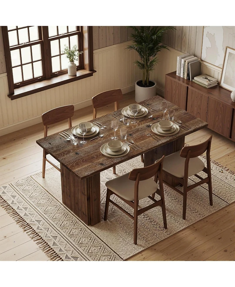 Tribesigns Solid Wood Dining Table for 4-6, Farmhouse Rectangular Kitchen Dinner Table