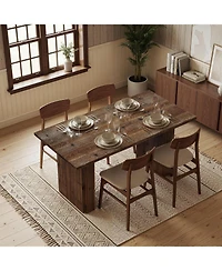 Tribesigns Solid Wood Dining Table for 4-6, Farmhouse Rectangular Kitchen Dinner Table