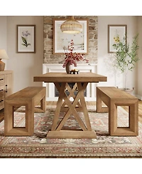 Tribesigns Dining Bench, Farmhouse Wooden Shoe Bench for Entryway, Dining Room, Living Room, End of Bed