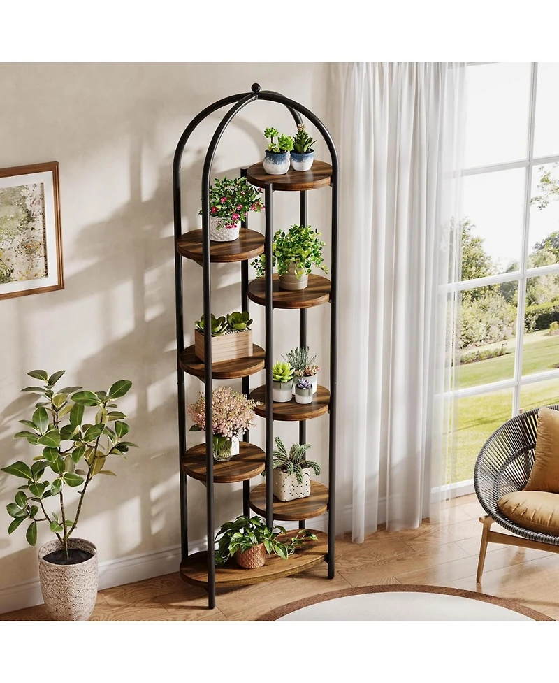 Tribesigns Arch Plant Stand Indoor, 71" Tall Corner Plant Shelf, 8-Tier Plants Stand with Metal Support Frame