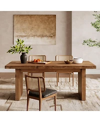 Tribesigns 63" Solid Wood Dining Table, Farmhouse Kitchen Table for 4-6, Rectangular Rustic Brown Dining Room Table