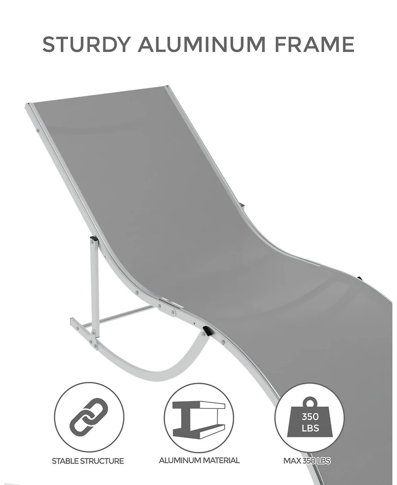 homfan Set of 2 S-Shaped Patio Chaise Lounge Chairs - Aluminum Recliners Quick-Dry Mesh Sun Loungers for Pool, Beach, Garden