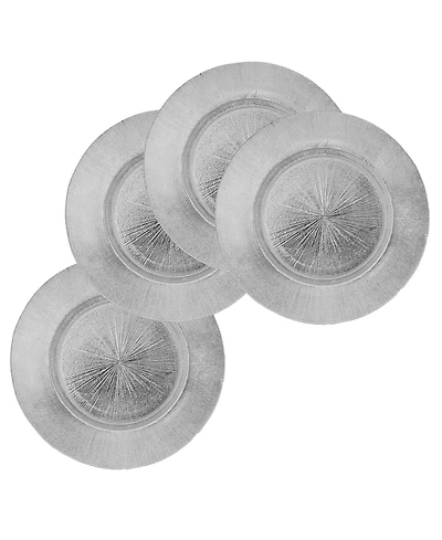 American Atelier Silver Antiqued Glass Charger Plates, Set of 4
