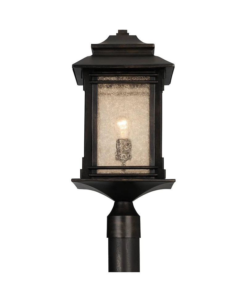 Franklin Iron Works Hickory Point Rustic Farmhouse Outdoor Post Lights Set of 2 Walnut Bronze 21 1/2" Frosted Cream Glass for Exterior Barn Deck House