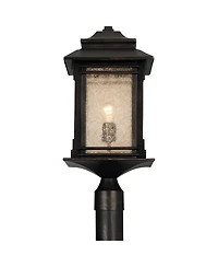 Franklin Iron Works Hickory Point Rustic Farmhouse Outdoor Post Lights Set of 2 Walnut Bronze 21 1/2" Frosted Cream Glass for Exterior Barn Deck House