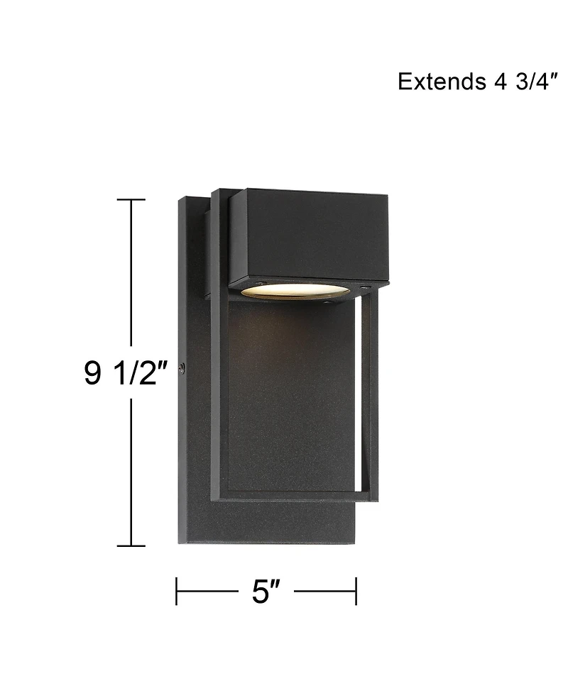Possini Euro Design Pavel Modern Outdoor Wall Light Fixtures Set of 2 Metal Led Downlight 9 1/2" for Post Exterior Barn