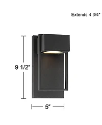Possini Euro Design Pavel Modern Outdoor Wall Light Fixtures Set of 2 Metal Led Downlight 9 1/2" for Post Exterior Barn