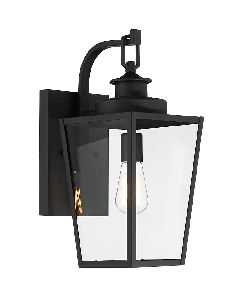 Possini Euro Design Ackerly Modern Outdoor Wall Light Fixtures Set of 2 Lantern Frame 17 1/4" Clear Glass for Post Exterior