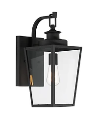 Possini Euro Design Ackerly Modern Outdoor Wall Light Fixtures Set of 2 Lantern Frame 17 1/4" Clear Glass for Post Exterior