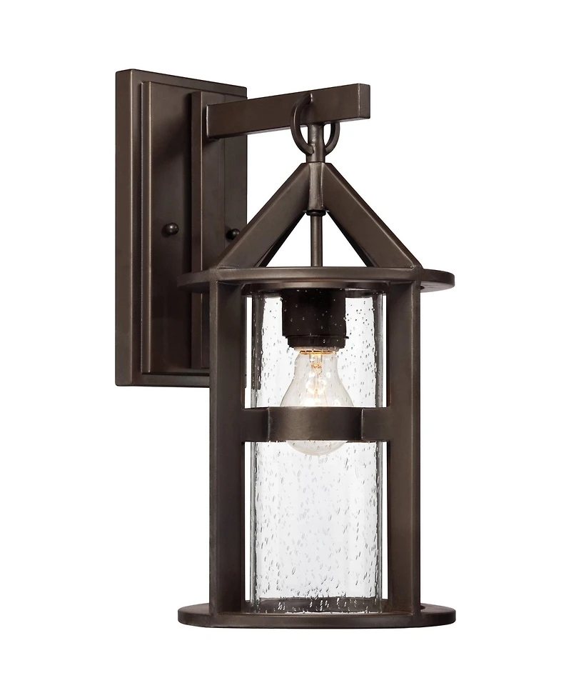 John Timberland Argentine Rustic Farmhouse Outdoor Wall Light Fixtures Set of 2 Bronze 17" Clear Seedy Glass for Post Exterior Barn Deck