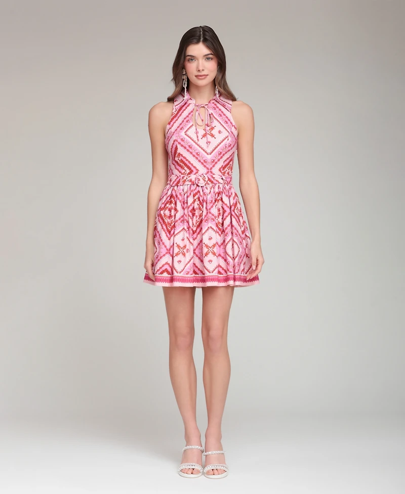 Avec Les Filles Women's Sleeveless Tie Detail Mini Dress