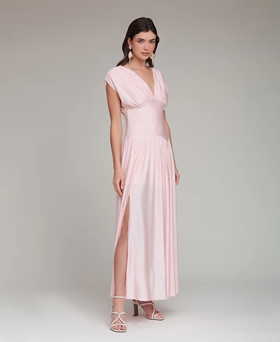 Avec Les Filles Women's Shirred V-Neck Sleeveless Maxi Dress