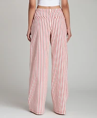 Avec Les Filles Women's Mid-Rise Striped Drawstring Pants