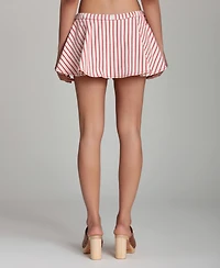 Avec Les Filles Women's Striped Drawstring Mini Skort