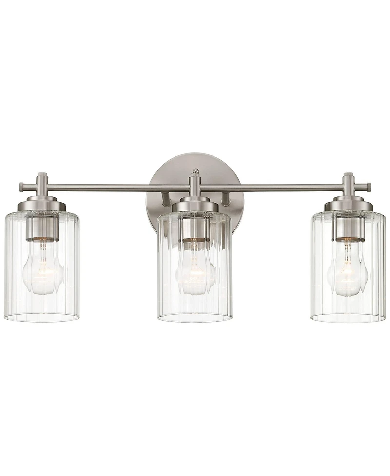 Possini Euro Design Elizabeth 21 3/4" High 3 Light Bathroom Vanity Wall Lamp Light Fixture Mount Hardwired Brushed Nickel