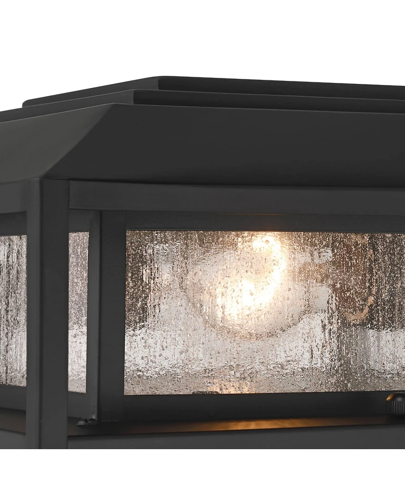 John Timberland Gregor 6" High Modern Outdoor Pier Mount Light Fixture Porch House Set of 2 Weatherproof Black Seeded Glass Shade