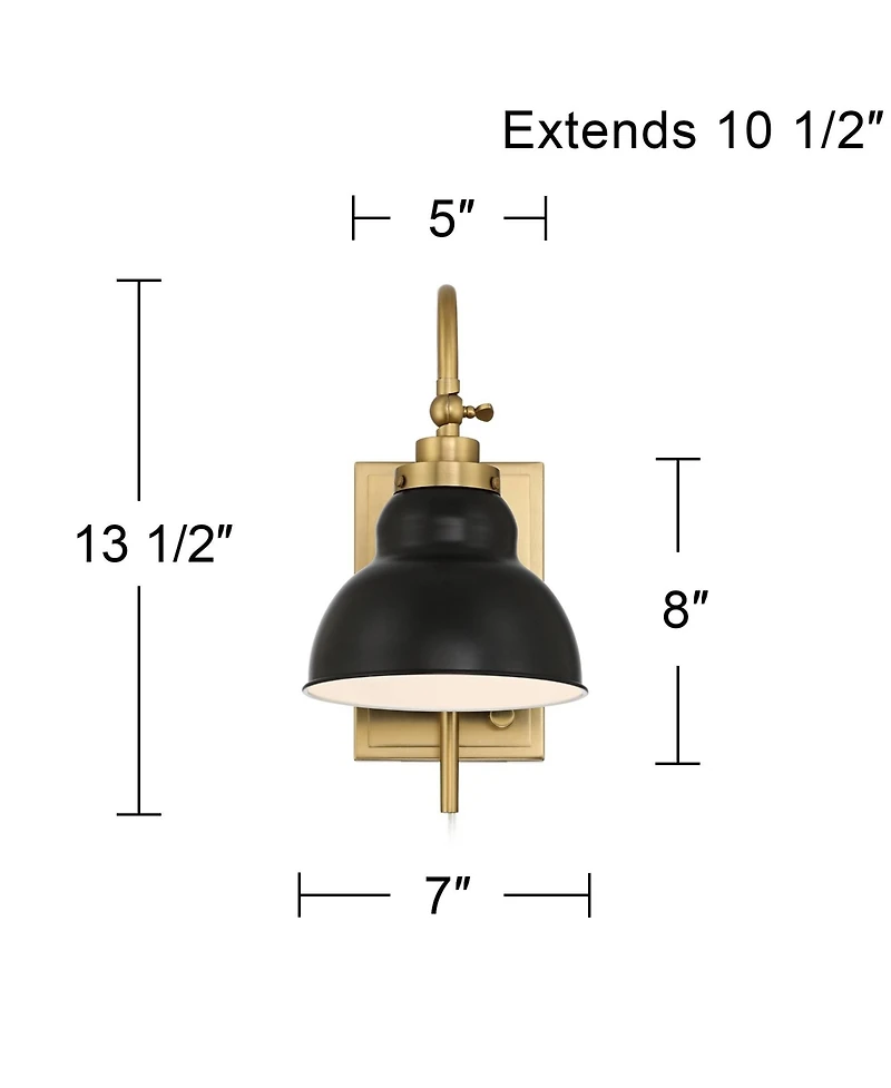 Possini Euro Design Possini Euro Lilith 13 1/2" High Antique Brass Plug-In Wall Light