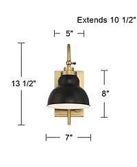 Possini Euro Design Possini Euro Lilith 13 1/2" High Antique Brass Plug-In Wall Light