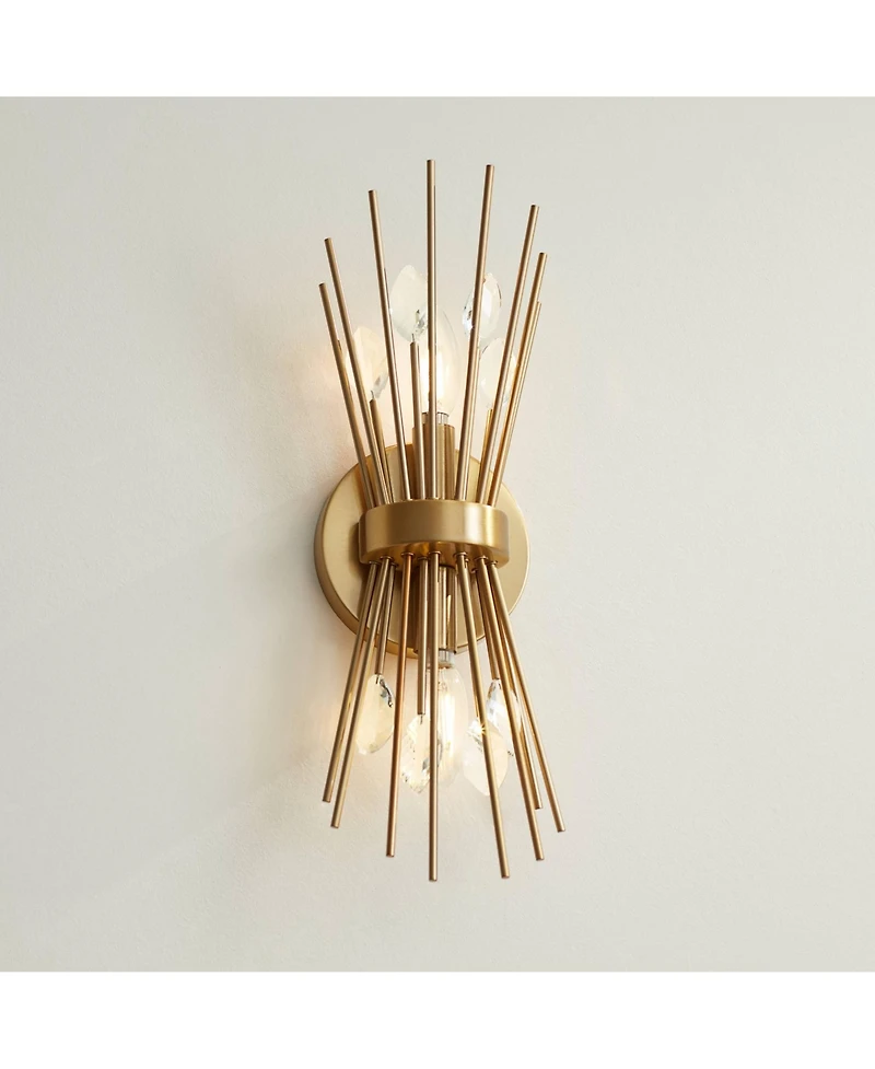 Possini Euro Design Possini Euro Janae 17" High Warm Brass Starburst 2-Light Wall Sconce