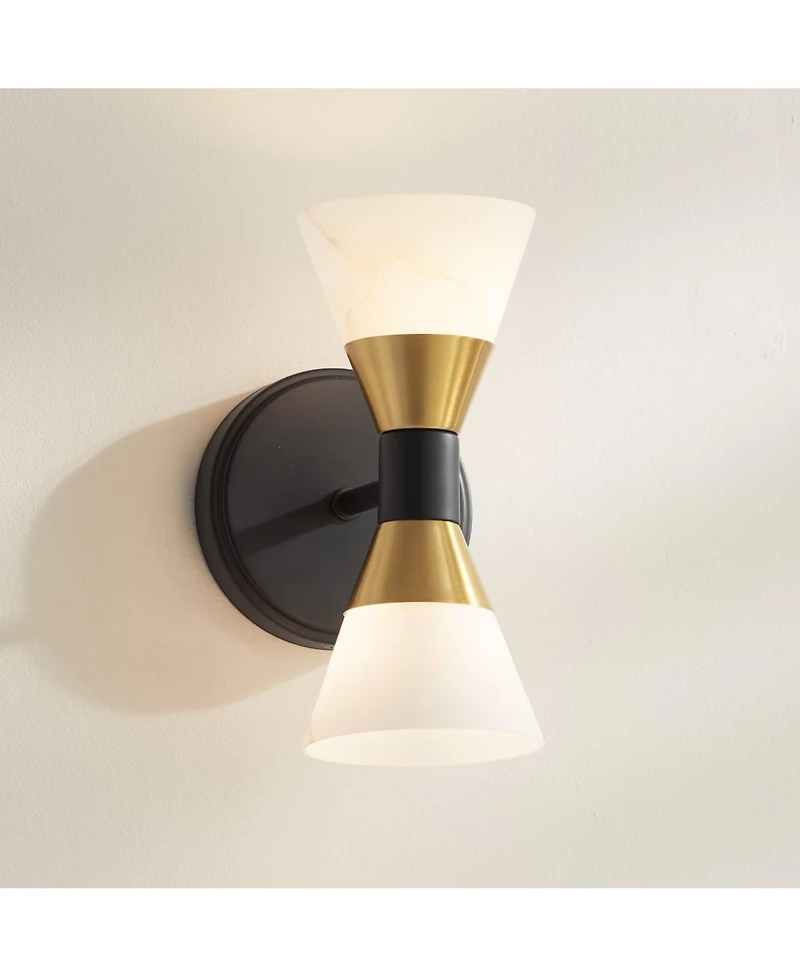 Possini Euro Design Possini Euro Domino 9 1/2"H Brass 2-Light Wall Sconce Set of 2