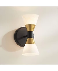 Possini Euro Design Possini Euro Domino 9 1/2"H Brass 2-Light Wall Sconce Set of 2