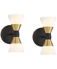 Possini Euro Design Possini Euro Domino 9 1/2"H Brass 2-Light Wall Sconce Set of 2