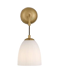 Possini Euro Design Comfrey 15" High Warm Brass and Glass Wall Sconce Set of 2