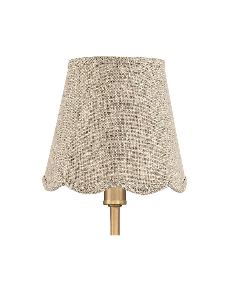 Possini Euro Design Ophelia 9 1/2"H Warm Brass Plug-In Wall Sconce Scallop Shade