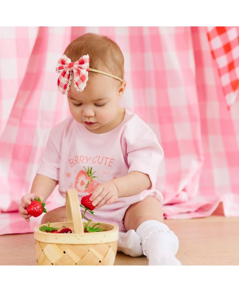 Sweet Wink Baby Girls Red Gingham Bow Baby Headband