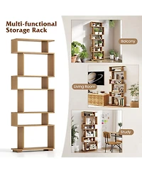 Sugift Six Tier Geometric Bookshelf with Anti Tipping Safety Kits