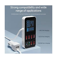 Artudatech 40W 8-Port Car Charger with PD20W Fast Charging and Digital Display