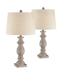 Regency Hill Patsy 26 1/2" Tall Candlestick Traditional Table Lamps Set of 2 WiFi Smart Socket White-Washed Wood Finish Living Room