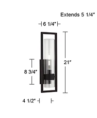Possini Euro Design Reed 21" High Modern Outdoor Wall Light Fixture Mount Porch House Set of 2