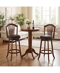 Costway Swivel Bar Stools Set of Height Barstools with Backrests and Wood Frame
