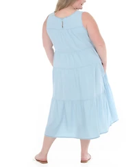 White Mark Plus Sleeveless Tiered Swing Midi Dress