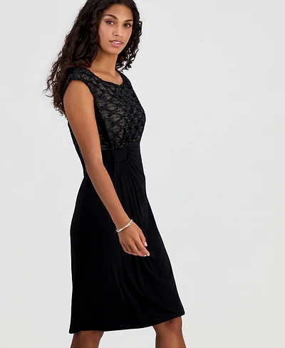 Connected Petite Embellished Empire-Waist Dress