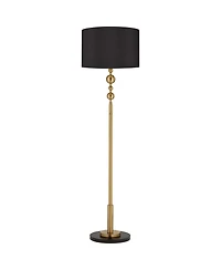 Possini Euro Design Summit Mid Century Modern 71" Tall Floor Lamp Warm Gold Matte Blaster Drum Shade for Living Room Bedroom