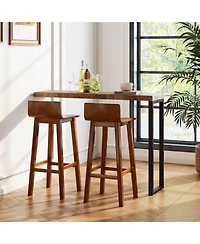 Costway 29" Wood Bar Stools with Solid Back and Seat Mid Century Chairs