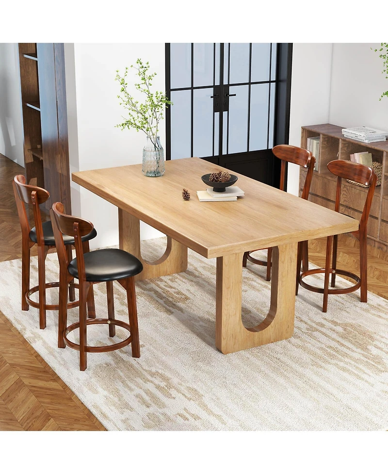 Costway 23.5" Bar Stool with Curved Backrest Footrest Counter Height Stools