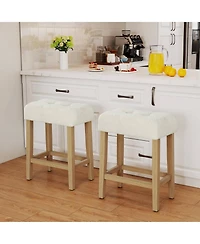 Costway Counter Height Bar Stools Set of 2 with Rubber Wood Legs Footrest Modern for Home