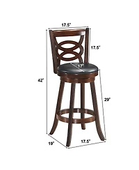 Costway Bar Stools 29'' Height Wooden Swivel Backed Dining Chair Home Kitchen