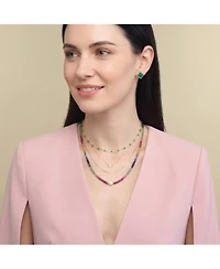 The Lovery Rainbow Gemstone Bead Pearl Necklace 14K Yellow Gold